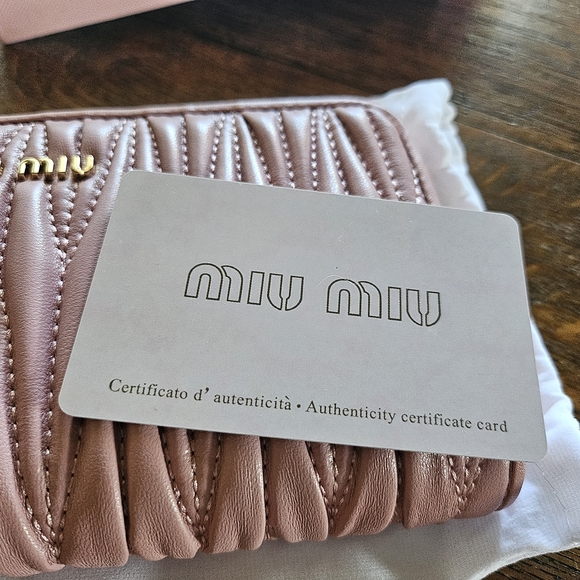 Pink Miu Miu Matelassé Nappa Leather Wallet - Picture 10 of 10